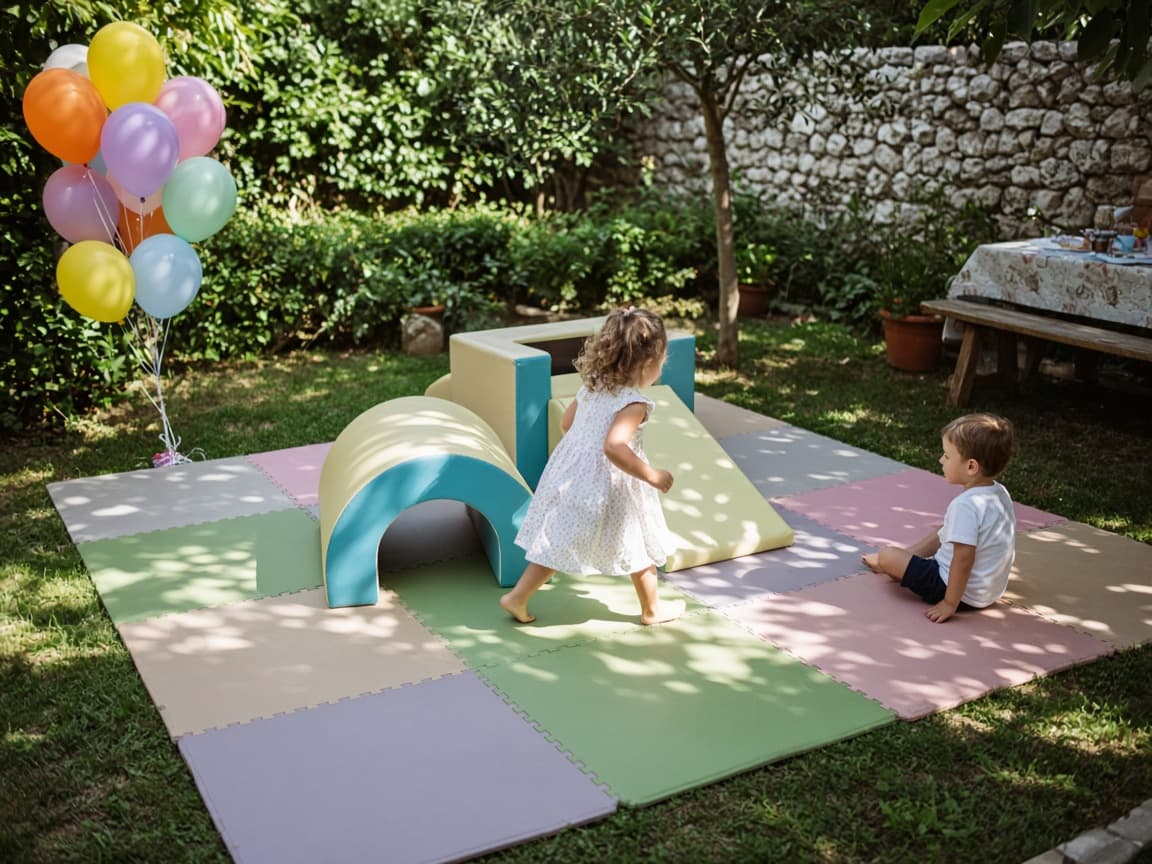 Sigurna kid zone zona s podlogama i igrom na otvorenom